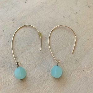 Aqua and gold drop earrings